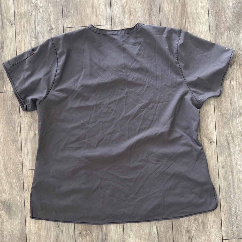 Carhartt Force Women's Gray Modern Fit Scrub Top V Neck Short Sleeve Size 2XL - Picture 3 of 8